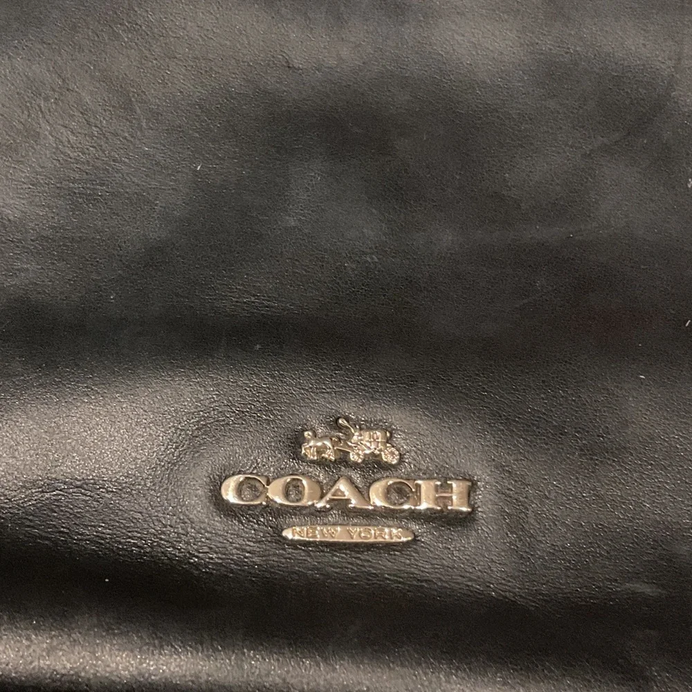 Coach Black Leather Crossbody Bag with Gold Accents